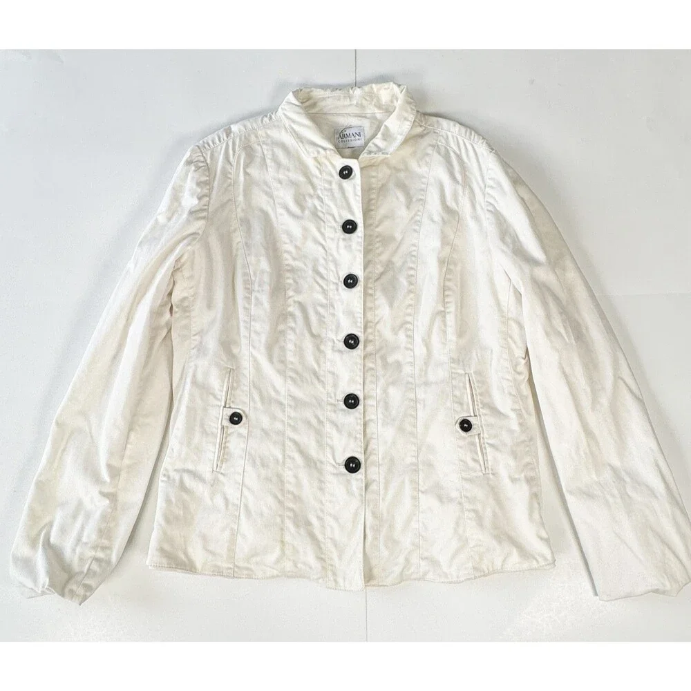 Men's Armani Collezioni Cotton White Blazer Jacket IT 52 US 42 Large $900